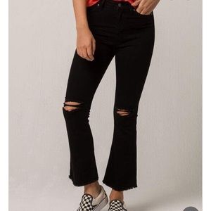 I+W Kick crop flare distressed jeans